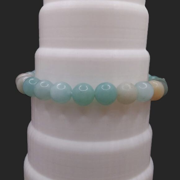 Amazonite Beaded Bracelet 8mm Gemstones Handmade Unisex Stretch Stackable NEW - Picture 8 of 10